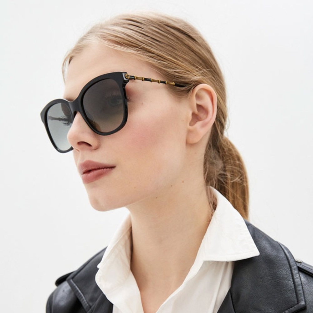 GUCCI WOMENS SQUARE BLACK GOLD GREY SUNGLASSES GG0654S-30008562-001 - Picture 1 of 12